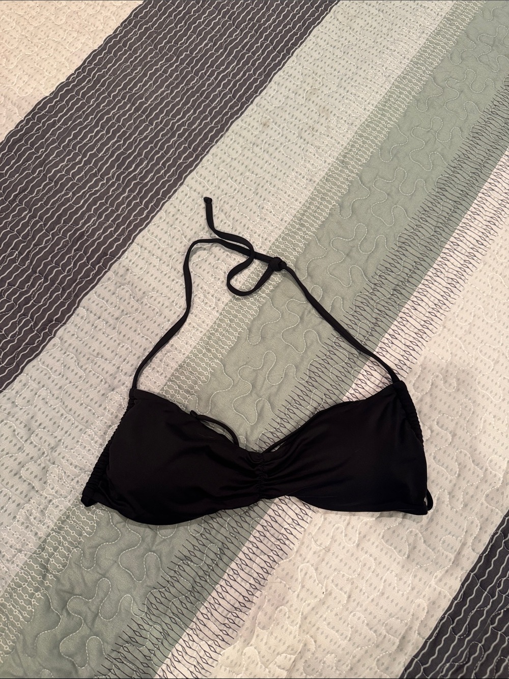 Black Bandeau Halter Swim Top